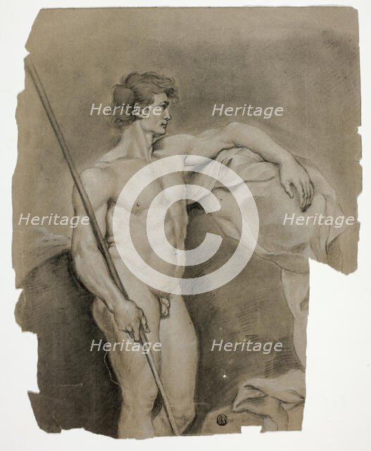 Standing Male Nude with Staff, n.d. Creator: Unknown.