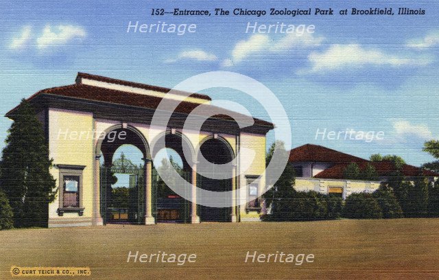 South entrance, Chicago Zoological Park, Brookfield, Illinois, USA, 1941. Artist: Unknown