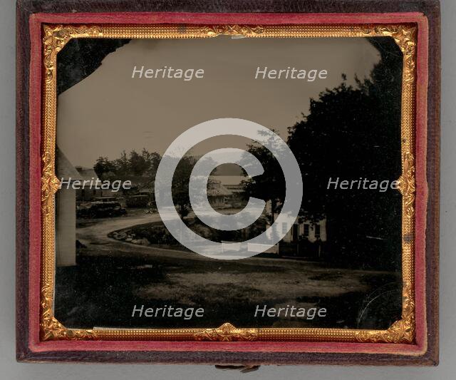 Untitled (Curved Road with Several Houses), 1860. Creator: Unknown.