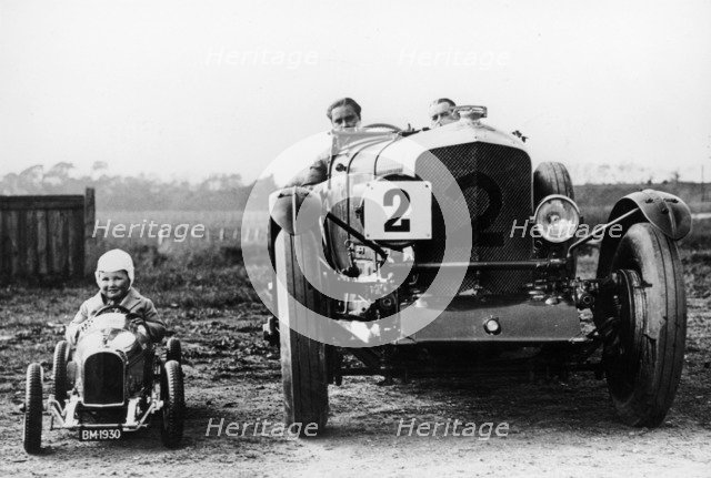 Frank Clement and Woolf Barnato in a Bentley Speed 6, Brooklands, Surrey, 1930. Artist: Unknown