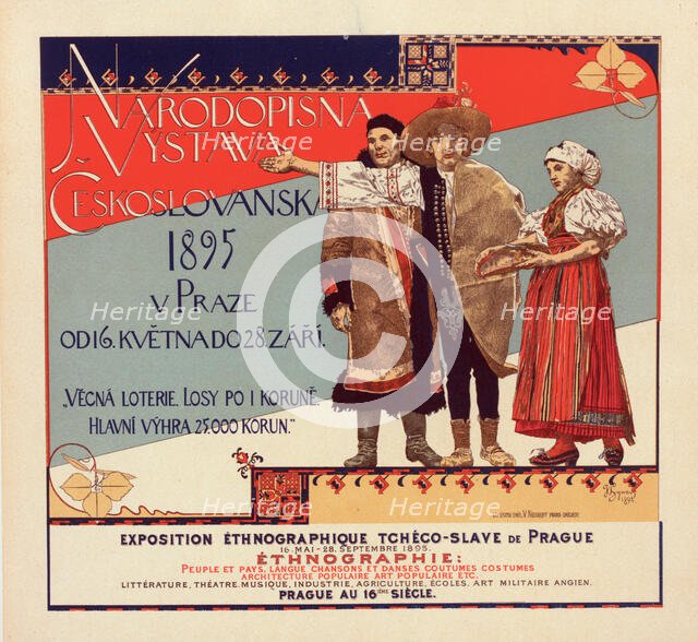 Affiche tchèque pour l' "Exposition ethnographique tchèco-slave de Prague", c1897. Creator: Vojtech Hynais.