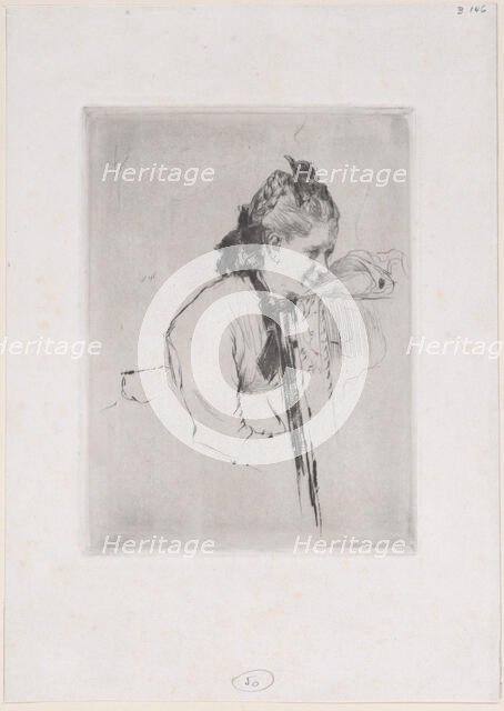 Femme de métier (étude de jeune fille appuyée sur une chaise), 1889?. Creator: Marcellin-Gilbert Desboutin.