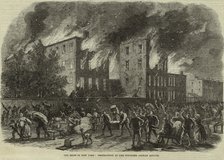 The riots in New York : Destruction of the coloured orphan asylum, 1863. Creator: Unknown.