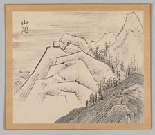 Double Album of Landscape Studies after Ikeno Taiga, Volume 1 (leaf 29), 18th century. Creator: Aoki Shukuya (Japanese, 1789).