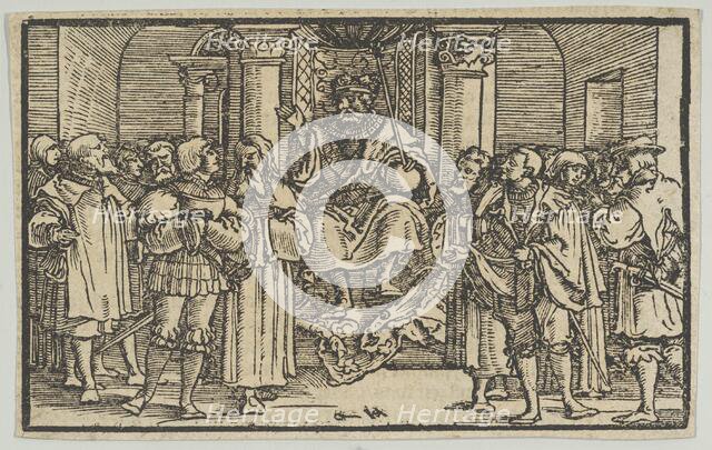 Representatives of Athens and Corinth at the Court of Archidamas, King of Sparta, from the..., 1533. Creator: Hans Schäufelein the Elder.