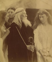 King Lear Alotting His Kingdom to His Three Daughters, 1872. Creator: Julia Margaret Cameron.