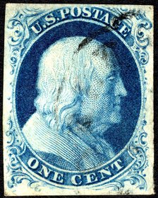 1c Franklin type Ic single, 1851. Creator: Unknown.