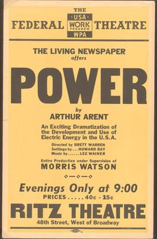Poster from New York production of Power (Ritz Theatre), [1937]. Creator: Unknown.