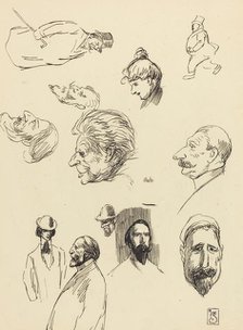 Studies of Figures and Heads, late 19th-early 20th century. Creator: Theophile Alexandre Steinlen.