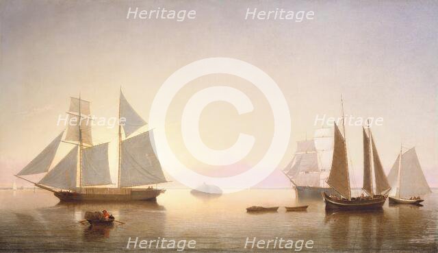 Becalmed off Halfway Rock, 1860. Creator: Fitz Hugh Lane.