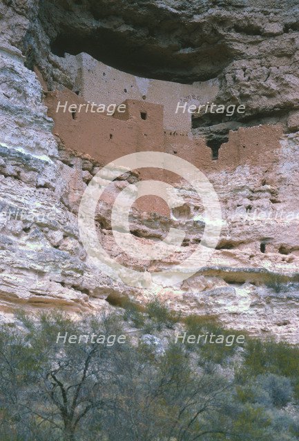 Montezuma Castle located on a hilltop in the Green River valley. It was built by the Hohokam Indi…