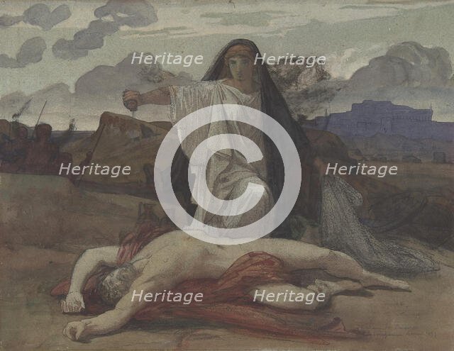 Antigone Gives Token Burial to the Body of Her Brother Polynices, 1835-98. Creator: Jules Eugene Lenepveu.