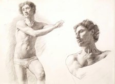 Figure Study and Head of Same, 1879. Creator: William Strang.
