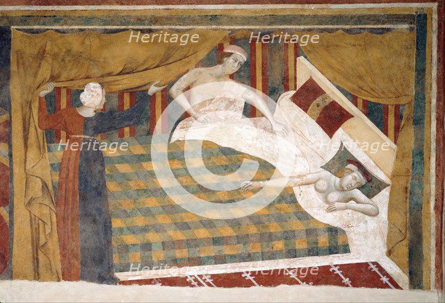 Scene of married life, ca 1306. Artist: Memmo di Filippuccio (active 1303-1345)