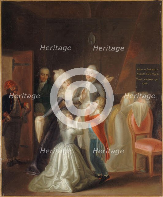 Louis XVI's farewell to his family, January 20, 1793, 1794. Creator: Jean-Jacques Hauer.