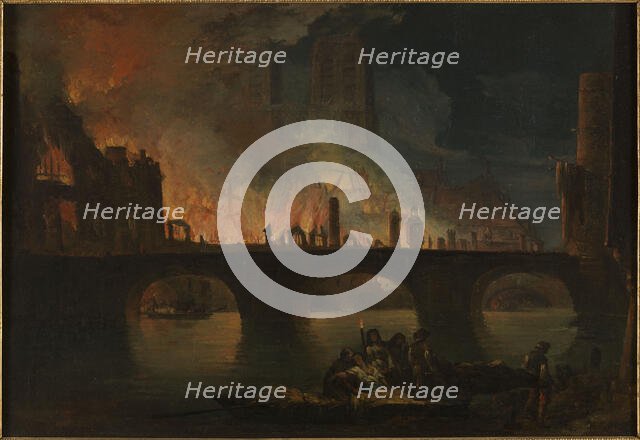 The fire at Hotel Dieu, in 1772, c1772. Creator: Jean Baptiste Francois Genillion.