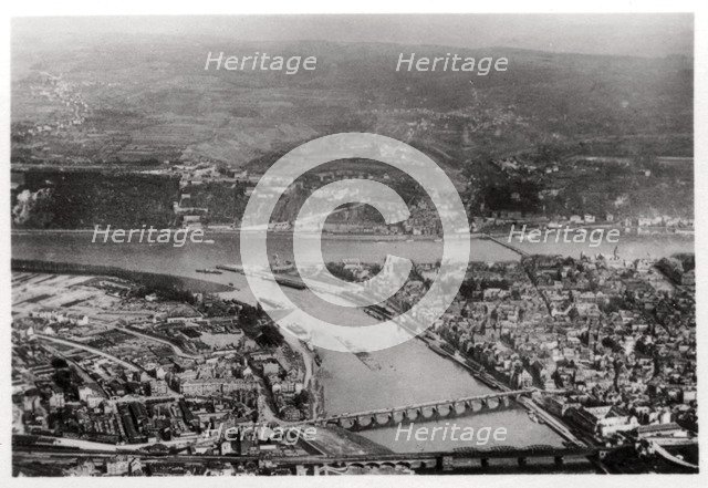 Aerial view of Koblenz, Rhine-Palantinate, Germany, from a Zeppelin, c1931 (1933). Artist: Unknown