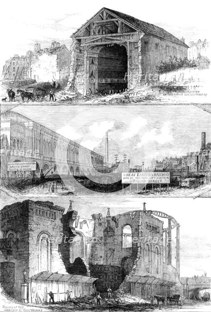 Demolitions for the Great Eastern Railway extension to Broad-Street, 1871. Creator: Unknown.