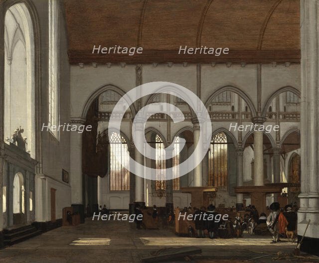 Interior of the Oude Kerk, Amsterdam, c1659. Creator: Emanuel de Witte.