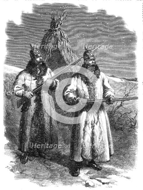 The War in Denmark: Prussian outposts before Düppel: "Wer da?" ("Who goes there?"), 1864. Creator: Frederick John Skill.