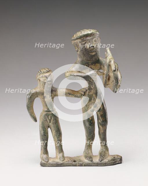 Statuette of a Lyre Player with a Companion, 690-670 BC. Creator: Unknown.