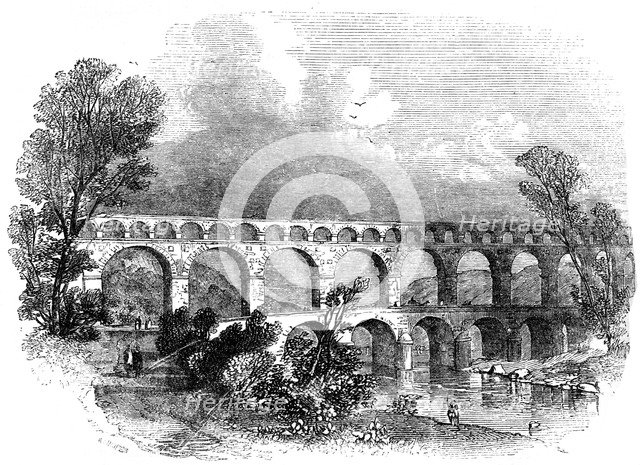 Aqueduct of Nimes at the Pont du Gard, France, 1886. Artist: Unknown
