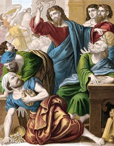 Jesus and the money changers, c1860. Artist: Anon