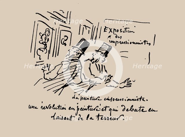 Revolution in Painting! And a terrorizing beginning. Le Charivari, 1874 , 1874. Creator: Cham (Amédée Charles de Noé) (1819-1879).