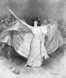 'La Guerre de Tranchees; A L'Interieur la vie Reprend, La "Marseillaise" a l'opera-comique', 1914. Creator: Georges Bertin Scott.