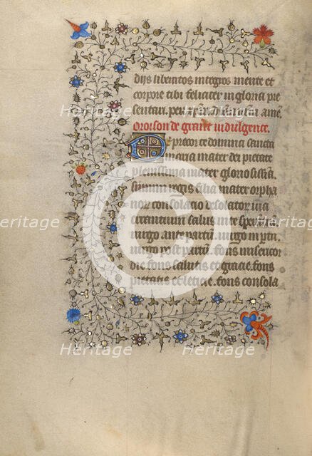 Decorated Text Page; Book of Hours, about 1420. Creator: Unknown.