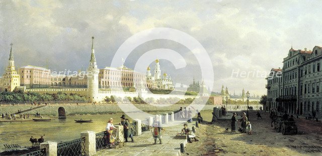'View of the Kremlin from the Sophia Embankment in Moscow', 1879.  Artist: Pyotr Petrovich Vereshchagin
