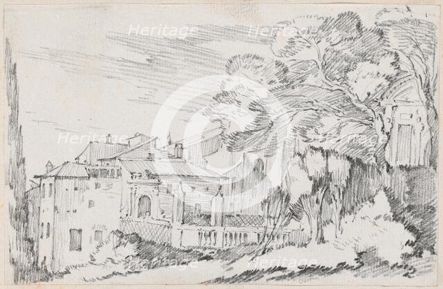 Houses and a Garden on a Hillside in Italy, 1744/1750. Creator: Joseph-Marie Vien the Elder.