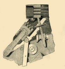 'French Mitrailleuse - Section of the Breech (with the Block or Closer Drawn Down)', c1872.  Creator: Unknown.