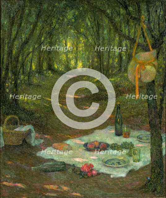Picnic in the Forest, Gerberoy (Le Gouter sous Bois, Gerberoy), 1925. Creator: Le Sidaner, Henri (1862-1939).