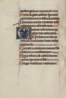 Initial E: Christ Holding a Crown and Flail; Bute Psalter, text and illumination about 1285. Creator: Bute Master.