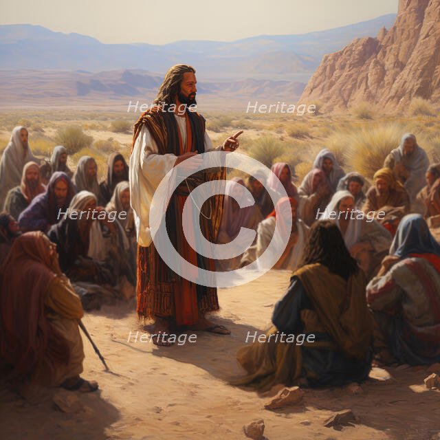 AI IMAGE - Illustration of Jesus preaching, 2023. Creator: Heritage Images.