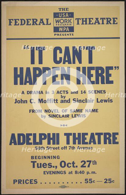 It Can't Happen Here, New York, 1936. Creator: Unknown.