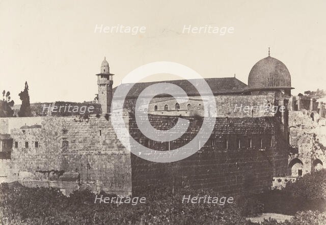 Jérusalem, Enceinte du Temple, Face sud de l'angle Sud-Est, 1854. Creator: Auguste Salzmann.