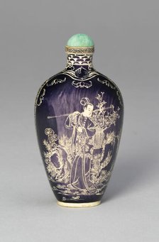 Snuff Bottle with the Immortal Magu Carrying a Basket of Flowers, c. 1880. Creator: Unknown.