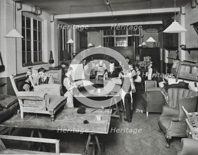 Male upholstery students, Shoreditch Technical Institute, London, 1914. Artist: Unknown.