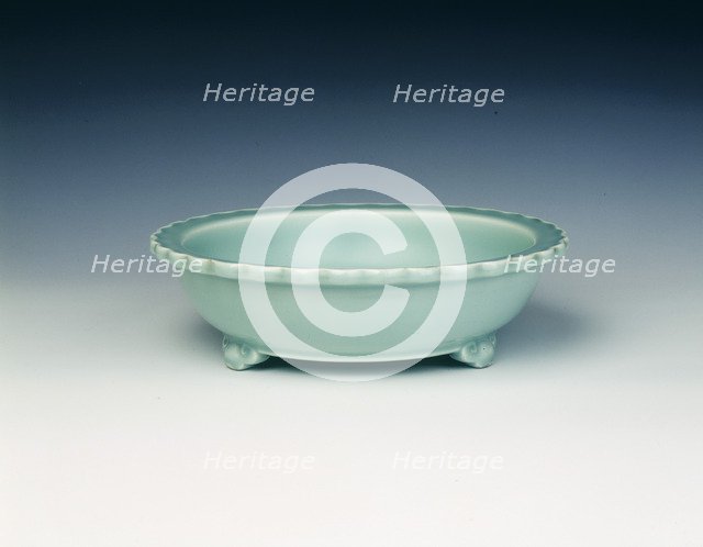 Celadon tripod basin, Qing dynasty, Yongzheng period, China, 1723-1735. Artist: Unknown