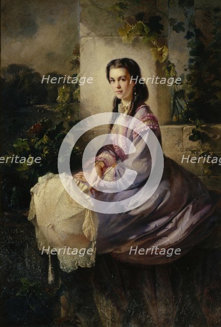 Portrait of Countess S.L. Stroganova, 1864. Artist: Makovsky, Konstantin Yegorovich (1839-1915)
