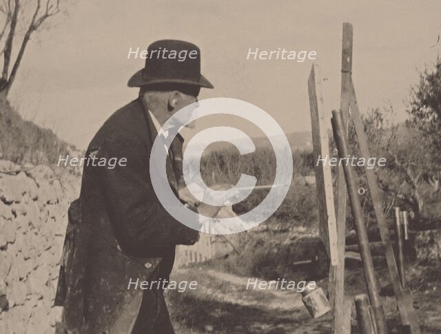 Paul Cézanne painting at Les Lauves, 1906. Creator: Roussel, Ker-Xavier (1867-1944).