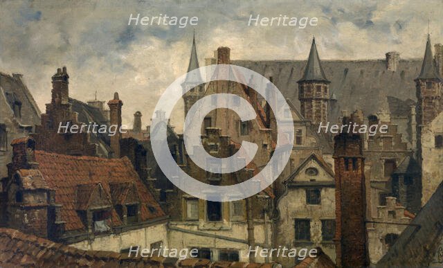 The Vleeshuis, Old Roofs and Crow-Stepped Gables, c1870s. Creator: Hendrik Frans Schaefels.