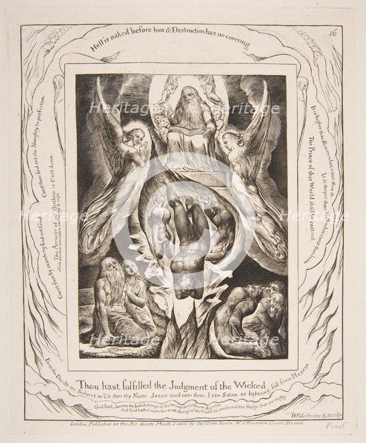 The Fall of Satan, from Illustrations of the Book of Job, 1825-26. Creator: William Blake.