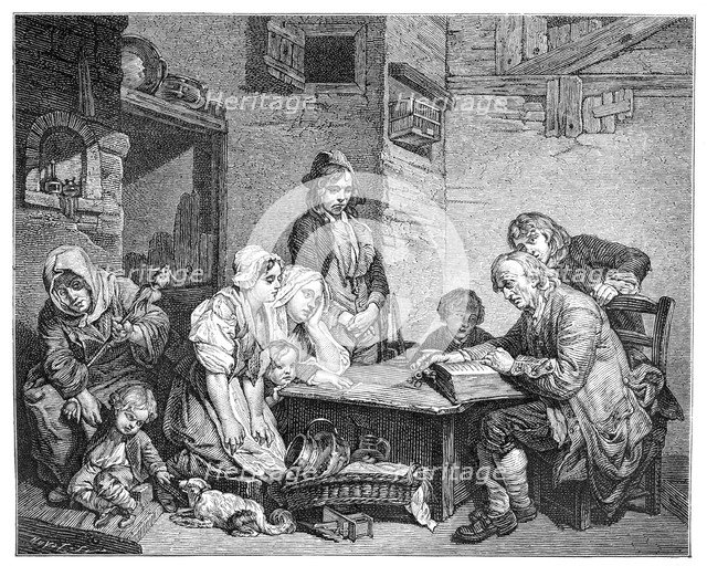 'Reading the Bible, 1885.Artist: FV Martens