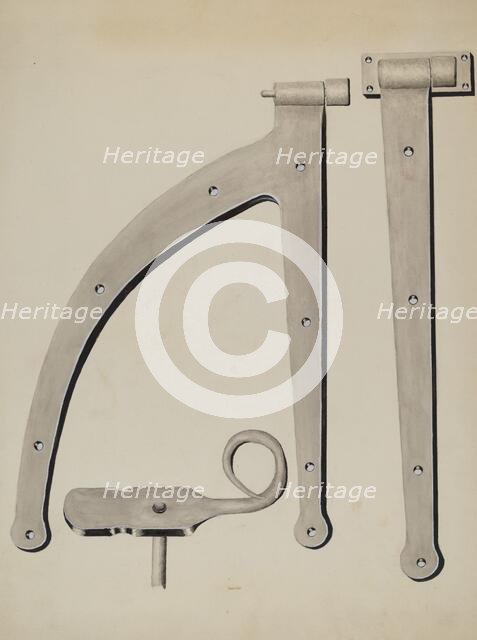 Shutter Hinge and Fastener, c. 1936. Creator: James M. Lawson.