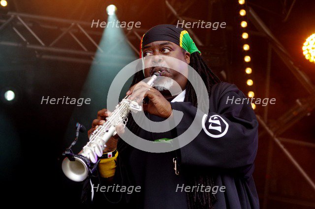 Courtney Pine, Love Supreme Jazz Festival, Glynde Place, East Sussex, 2014. Artist: Brian O'Connor.