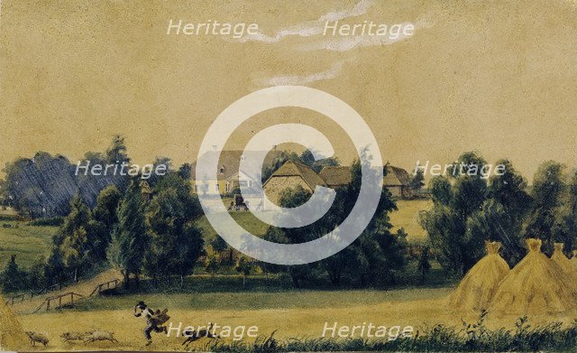 The Priyutino estate, 1830s. Artist: Lebedev, Mikhail Ivanovich (1811-1837)