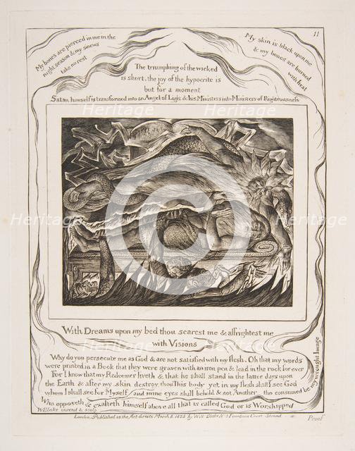 Job's Evil Dreams, from Illustrations of the Book of Job, 1825-26. Creator: William Blake.